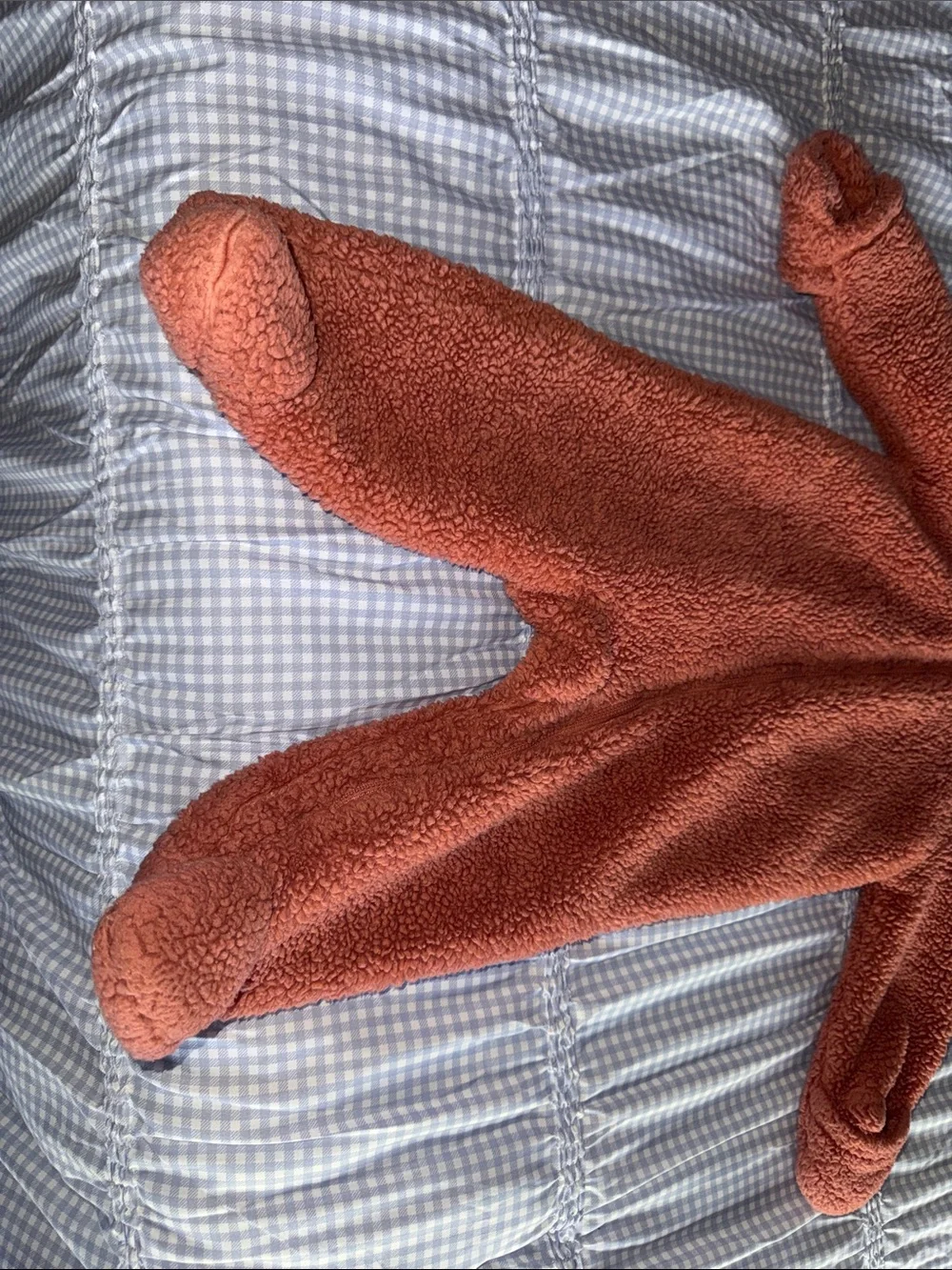 Carter's Rust Orange Sherpa Hooded Footed One-Piece with Bear Ears